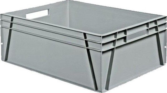 Schoeller Allibert Euroback 6491 Transportkasse grå, med håndtakshull 800x600x300 mm, Garasjeinnredning & oppbevaring