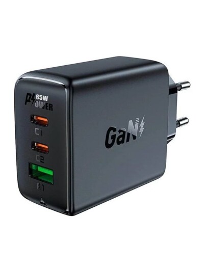 Acefast A41 network charger 2x USB-C + USB GaN 65W (black)