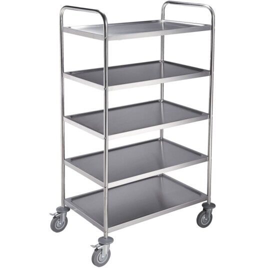 PULSIVA Serveringsvogn Basic 5 hyller; 85x53x156 cm BxDxH; Sølvfarge