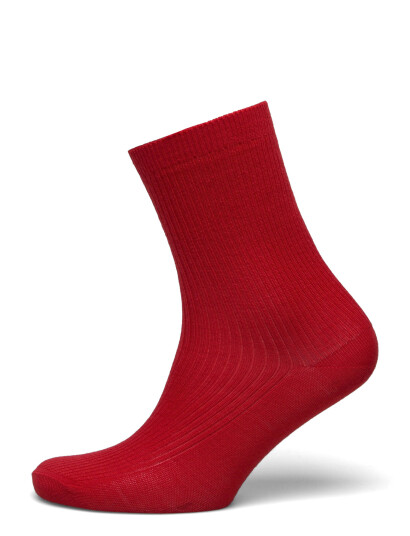 mp Denmark Fine Wool Rib Socks - Red - 40/42