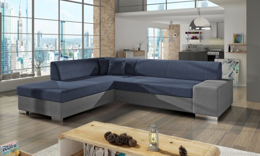 Pavones Sovesofa med Sjeselong Blå/Grå