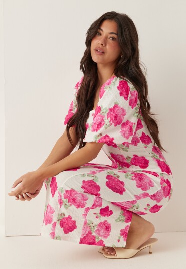 Bubbleroom Volume Sleeve Midi Dress Multi/patterned L Bubbleroom Volume Sleeve Midi Dress Multi/patterned L