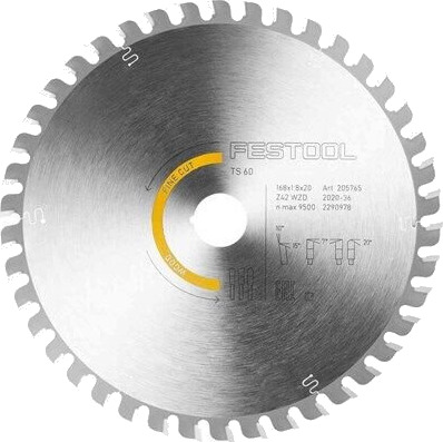 Festool Saw blade WOOD FINE CUT HW 168x1.8x20 WD42