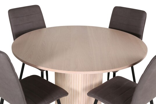 Venture Home Bianca Spisegruppe 110 cm Rund med 4 Windu Lyx Stoler Sort