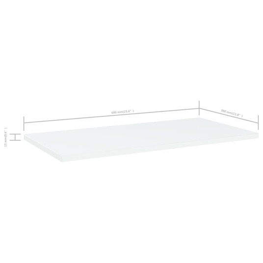 Hylleplater 4 stk hvit 60x30x1,5 cm sponplate 8720286244876