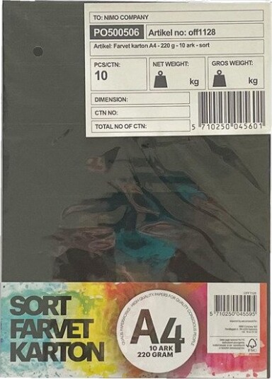 Hobby Mate Cardboard A4 220g. 10 sheets BLACK