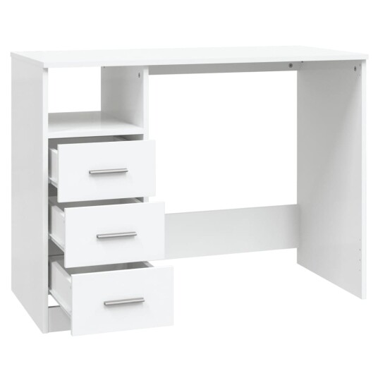 vidaXL Skrivebord høyglans hvit 102x50x76 cm konstruert tre