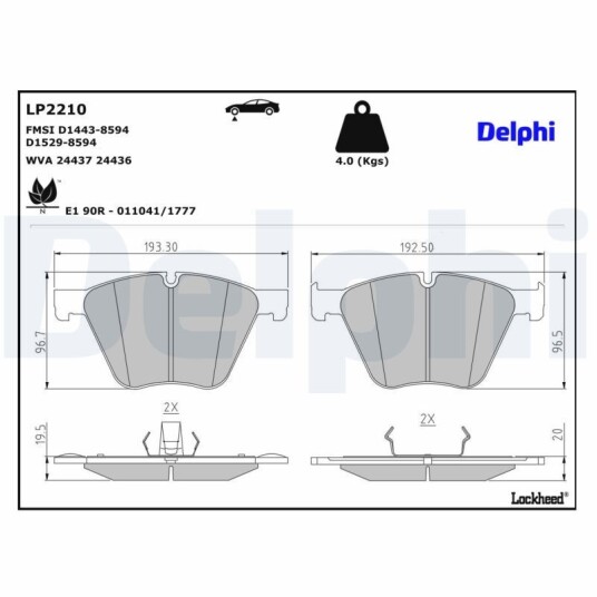 Bremseklosser DELPHI LP2210