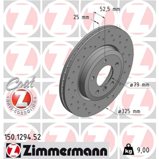 Bremseskive ZIMMERMANN 150.1294.52