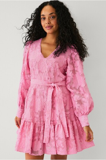 Selected Women Kjole slfCalli Sadie LS Short V neck Dress Rosa Selected Women Kjole slfCalli Sadie LS Short V neck Dress Rosa