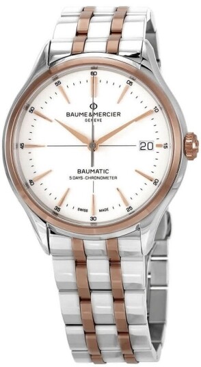 Baume & Mercier Herreklokke M0A10458 Clifton Hvit/Rose gulltonet
