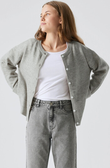 LMTD Nlflodet Ls Short Knit Cardigan Noos Grey 170-176