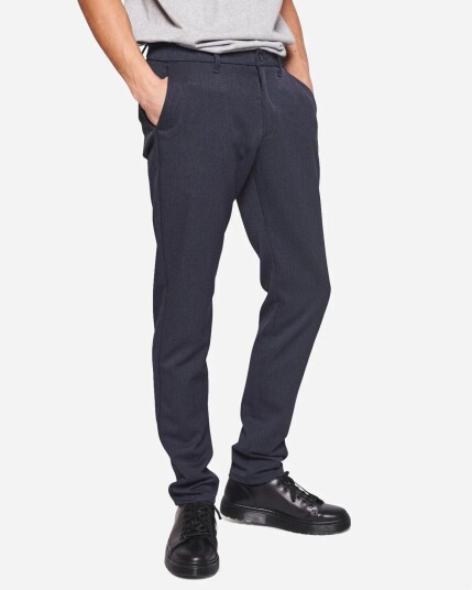 Woodbird Steffen Mel. Pant Recycled - Navy Melange
