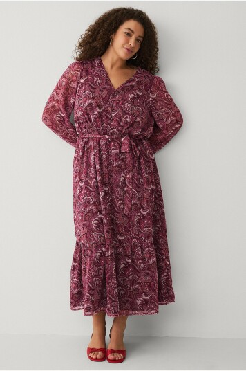 Ellos Plus collection Chiffonkjole med volanger Rosa
