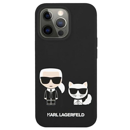 Karl Lagerfeld iPhone 13 Pro Silikon Bakdeksel - Karl & Choupette - Svart