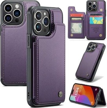 iPhone 15 Pro Max Caseme C22-etui RFID-kortlommebok - lilla