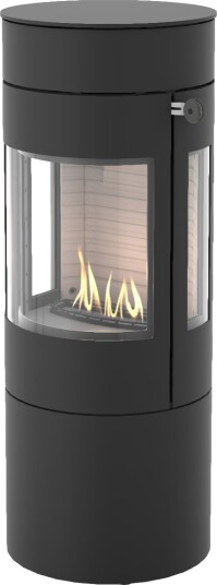 Viva L 120 svart frittstående biopeis med sideglass og ståldør Viva L 120 svart frittstående biopeis med sideglass og ståldør