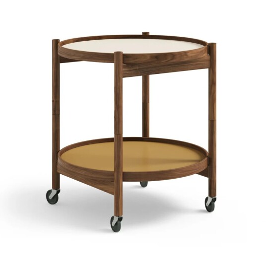 Brdr. Krüger Bølling Tray Table model 50 rullebord sunny, oljet valnøttstativ