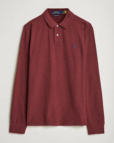 Polo Ralph Lauren Custom Slim Fit Long Sleeve Polo Wine Heather Polo Ralph Lauren Custom Slim Fit Long Sleeve Polo Wine Heather