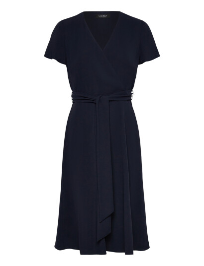 Lauren Ralph Lauren Belted Georgette Surplice Dress Navy 40 Lauren Ralph Lauren Belted Georgette Surplice Dress Navy 40