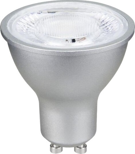 Spl GU10 6W LED pære 660lm 40° dimbar sølv 3000K Dimbar : Dimbar Kulør : Varm Spl GU10 6W LED pære 660lm 40° dimbar sølv 3000K Dimbar : Dimbar Kulør : Varm