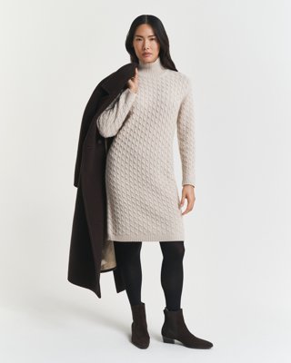 Gant Kabelstrikket Damekjole I Ull Og Kasjmir Seed Melange Xl