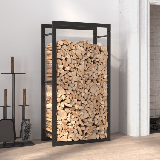 Vedstativ stål matt 50x28x94 cm - sort Vedstativ stål matt 50x28x94 cm - sort