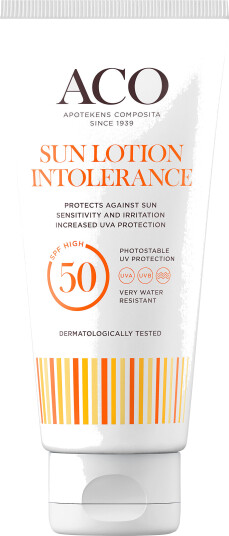 ACO Solkrem Intolerance SPF 50 100 ml - Vannavstøtende og Uparfymert for Sensitiv Hud