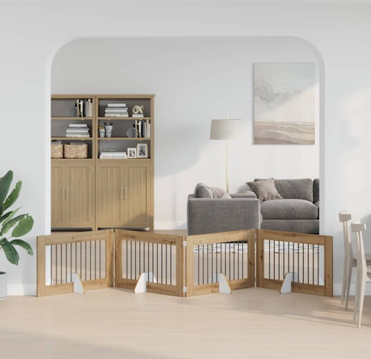 Vidaxl Foldbar Hundegitter Med Stativer 4 Stk. Artisan Eik 401 cm