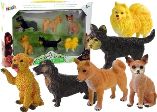 Leantoys Sett Med 6 Hundefigurer Rasehund