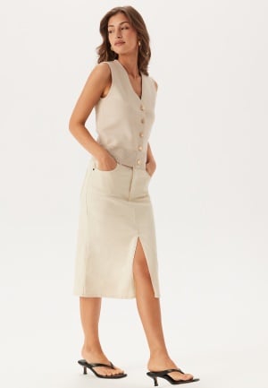 ONLY Objellen Mw Midi Twill Skirt Sandshell L