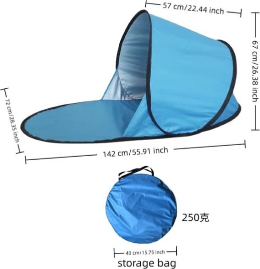 Ukjent merke strandtelt pop up telt vindtett 142 * 67cm blå