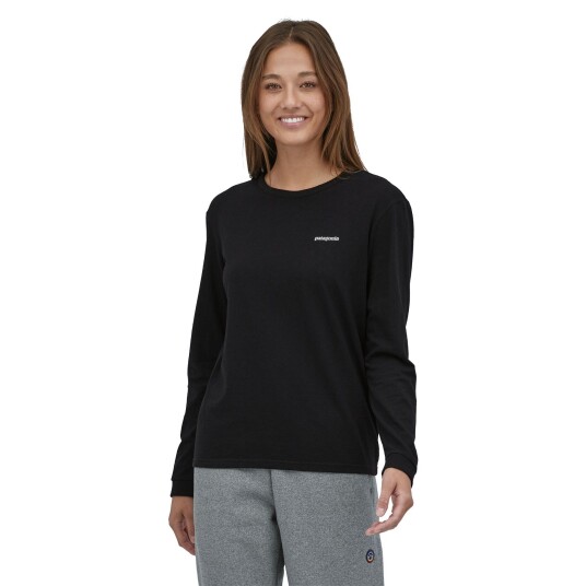 Patagonia L/S P 6 Logo Responsibili Tee Dame Black M