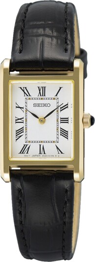 Seiko Conceptual dameklokke i stål med skinnrem