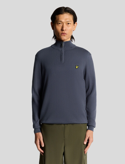 Lyle & Scott Cotton Merino Quarter Zip Jumper - Purple - S Lyle & Scott Cotton Merino Quarter Zip Jumper - Purple - S