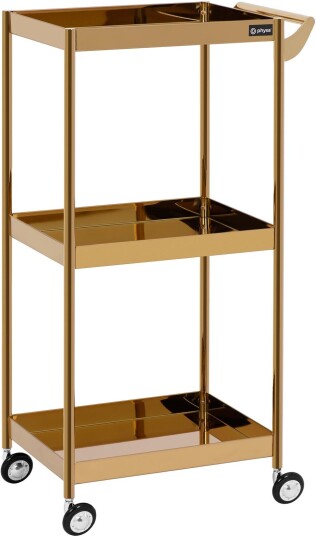 physa Beauty Trolley 3 hyller opptil 30 kg gull rustfritt stål 10040851