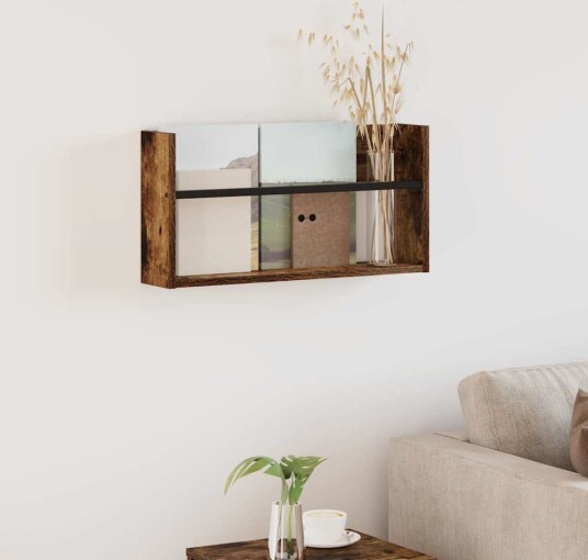 vidaXL Magasinreol med hylle Røkt eik 60 x 12 x 30 cm Konstruert tre vidaXL Magasinreol med hylle Røkt eik 60 x 12 x 30 cm Konstruert tre