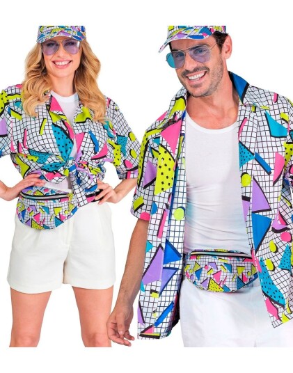 Widmann 80's Funky Hvit Unisex Kostymeskjorte til Voksen XX Large