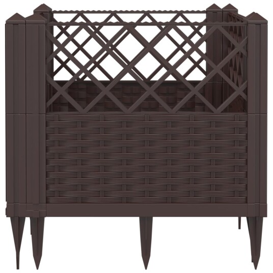 Plantekasse med plugger brun 43,5x43,5x43,5 cm PP