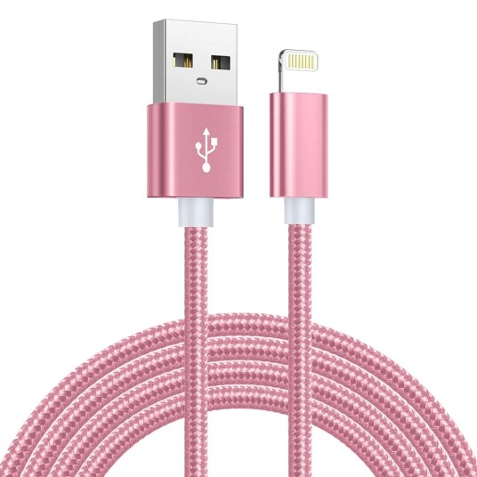 SiGN USB-kabel med Lightning-kontakt for iPhone og iPad, 2.1A, 2m - Rosa