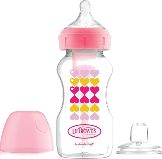 Dr. Brown's Smokkeflaske 270ml Rosa/Klar Dr. Brown's Smokkeflaske 270ml Rosa/Klar