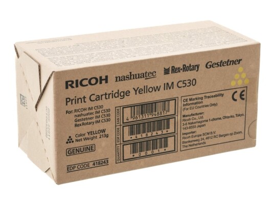 Ricoh Im C530 - Gul - Original - Tonerpatron - For Im C530 Ricoh Im C530 - Gul - Original - Tonerpatron - For Im C530