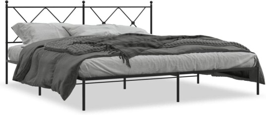 Sengeramme i metall med sengegavl svart 180x200 cm 8721012373907