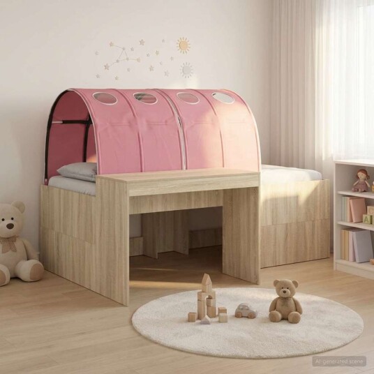  Seng med Tunnel 4 pcs Artisian Eik og Rosa Konstruert tre