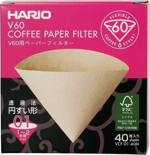 Hario Papirfilter Misarashi Brune   V60 01   40 Stk.