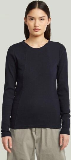 G Star A Line Slim Rib R T L\S Wmn   Black   XL