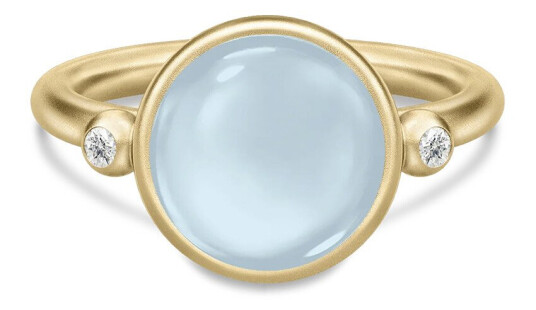 Julie Sandlau Prime Ring Milky Aqua Ring 22 kt. RI248GD-56 - Dame - 925 sterling silver