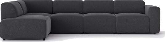 Torvasen 5 seters sofa med divan venstre i stoff Svart