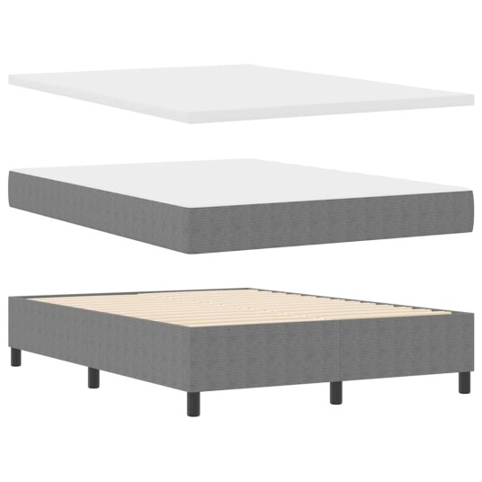 Box Spring Bed med madrass Lysegrå 160x200 cm Kordfløyel