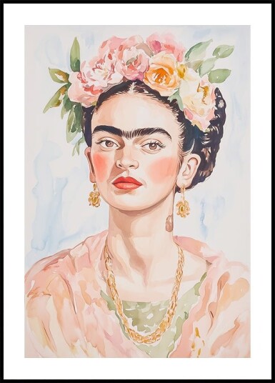 Frida Portrait Watercolor Plakat Plakat / 40x50cm Frida Portrait Watercolor Plakat Plakat / 40x50cm